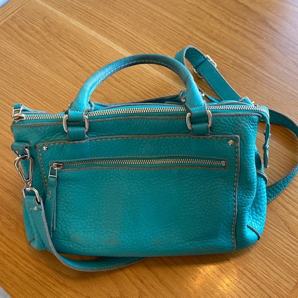 Roots Handbags - ROOTS 🇨🇦 Turquoise Textured Leather Handbag with Shoulder / Crossbody Strap